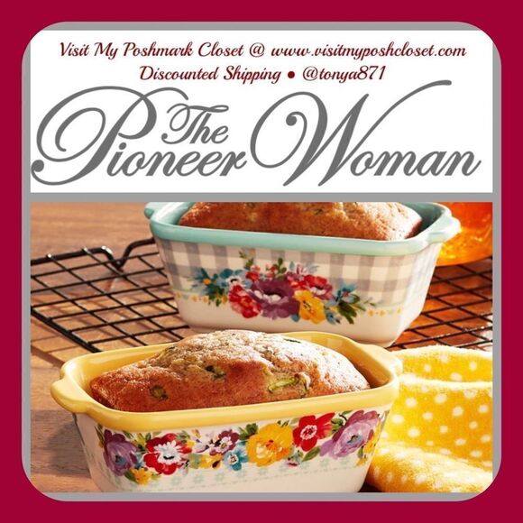 🦋 New Pioneer Woman Sweet Romance Floral 2 Pack Mini Ceramic Loaf Pans - Picture 1 of 7
